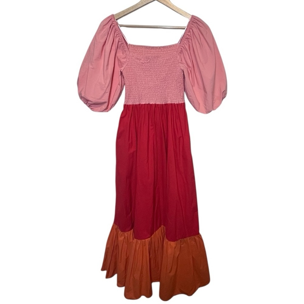 RHODE Eloise Strawberry Ruched Balloon Sleeve
Color block Tiered Dress Size S - Picture 6 of 16